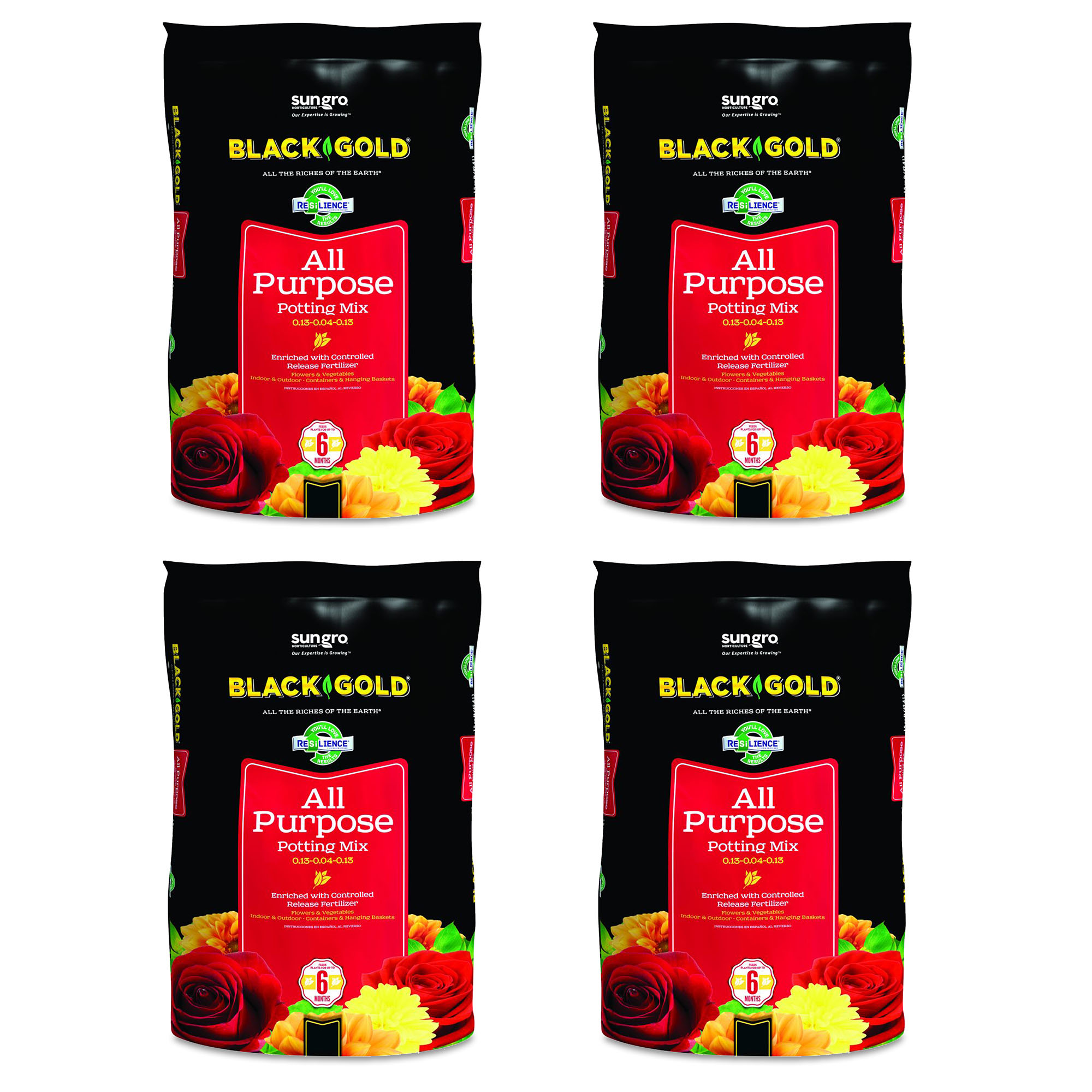 SunGro Black Gold All Purpose Potting Soil Fertilizer Mix, 2 Cu Ft Bag ...