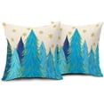 thumbnail image 2 of Blue Christmas Pillow Covers 20x20 Inch Set of 2 Santa Tree Gold Snowflake Xmas Decorative Square Throw Pillows For Couch Winter Holiday Pillow Cases Farmhouse Home Decor For Sofa Porch Outdoor, 2 of 6