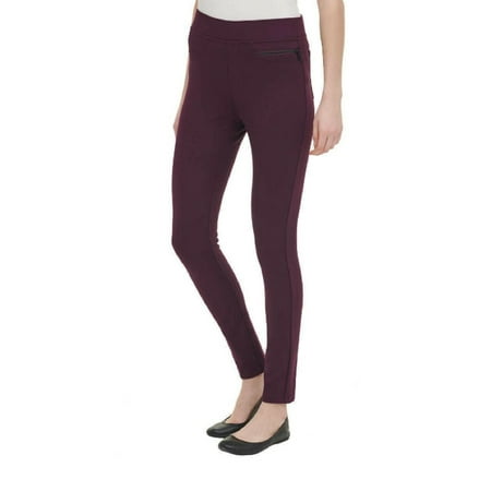 DKNY Jeans Ladies' Mid-rise Pull On Ponte Pant, Aubergine Purple - Large - NEW
