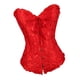 thumbnail image 4 of Camisola con corsé floral de jacquard y cordones para mujer, ropa de club con varillas de acero en espiral rojo, 4 of 9