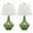 Green, variant on SAFAVIEH Amy 24 in. Yellow Glass Table Lamp with Off-White Cotton Shade, Set of 2