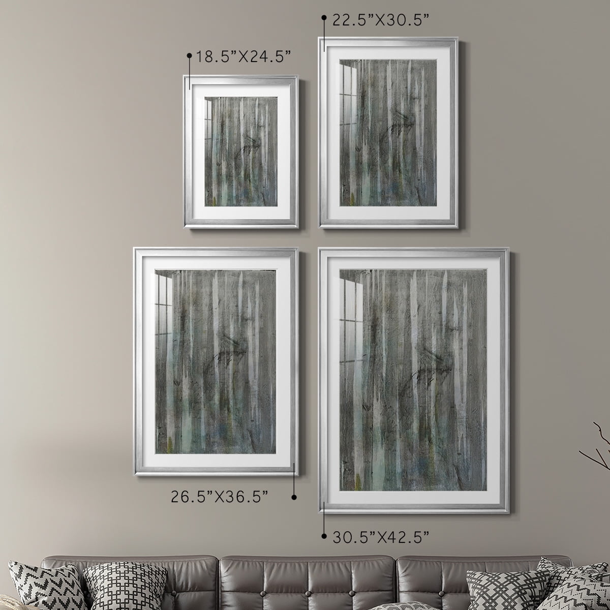 Wexford Home Birch Forest Abstracts I Premium Framed Print, 30.5" x 42.5" - Ready to Hang, Silver (Set of 2)
