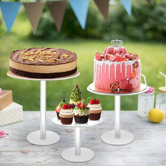 Suncoda Cake Stand, Acrylic Cake Stand Round Cake Stands for Dessert Table Clear Cupcake Stand for Birthday Party Candy Pizza Display Riser for Wedding Event