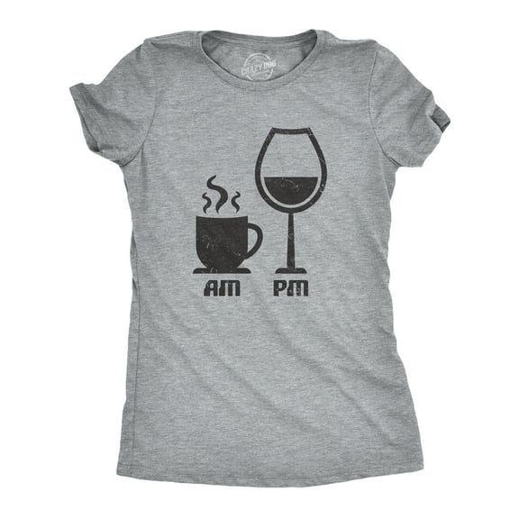 Womens AM Coffee PM Wine T Shirt Funny Drinking Tee Womens Graphic Tees
