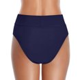 thumbnail image 4 of Sopiago Women Bikini Bottoms Mid Waist Swim Bottoms V Cut Bathing Suit Bottoms Twist Front Swimsuit Bottoms Ruched Swimwear 2025 Dark Blue,S, 4 of 7