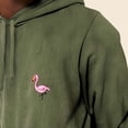 thumbnail image 5 of Dalix Flamingo Embroidered Fleece Hoodie Mineral Wash Long Sleeve Sweatshirt Mens in Olive S Small, 5 of 5