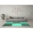 thumbnail image 3 of Ahgly Company Machine Washable Indoor Rectangle Patchwork Turquoise Blue Transitional Area Rugs, 4' x 6', 3 of 4