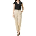 thumbnail image 2 of Allegra K Women's Satin V Neck Cap Sleeve Lightweight Elegant Work Office Blouse, 2 of 5