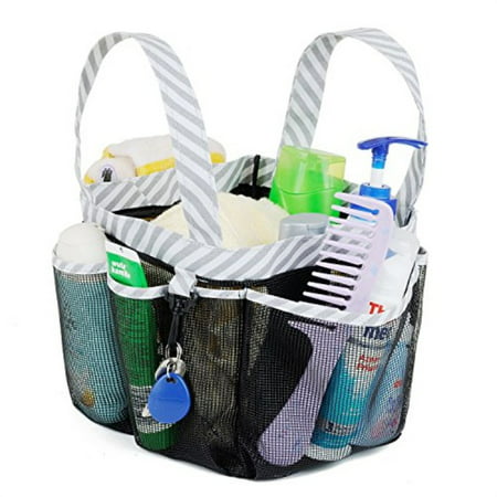 haundry mesh shower caddy tote, large college dorm bathroom caddy organizer with key hook and 2 oxford handles,8 basket pockets for camp (Best Way To Organize College Materials)
