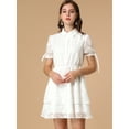 thumbnail image 2 of DARING DIVA Solid Short Sleeve A-Line Shirt Dress L White, 2 of 6