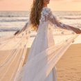 thumbnail image 7 of Slccxzc Extra Long 3D Floral Mesh Bridal Shawl, Tulle Wedding Cloak for Evening Dresses, 7 of 7