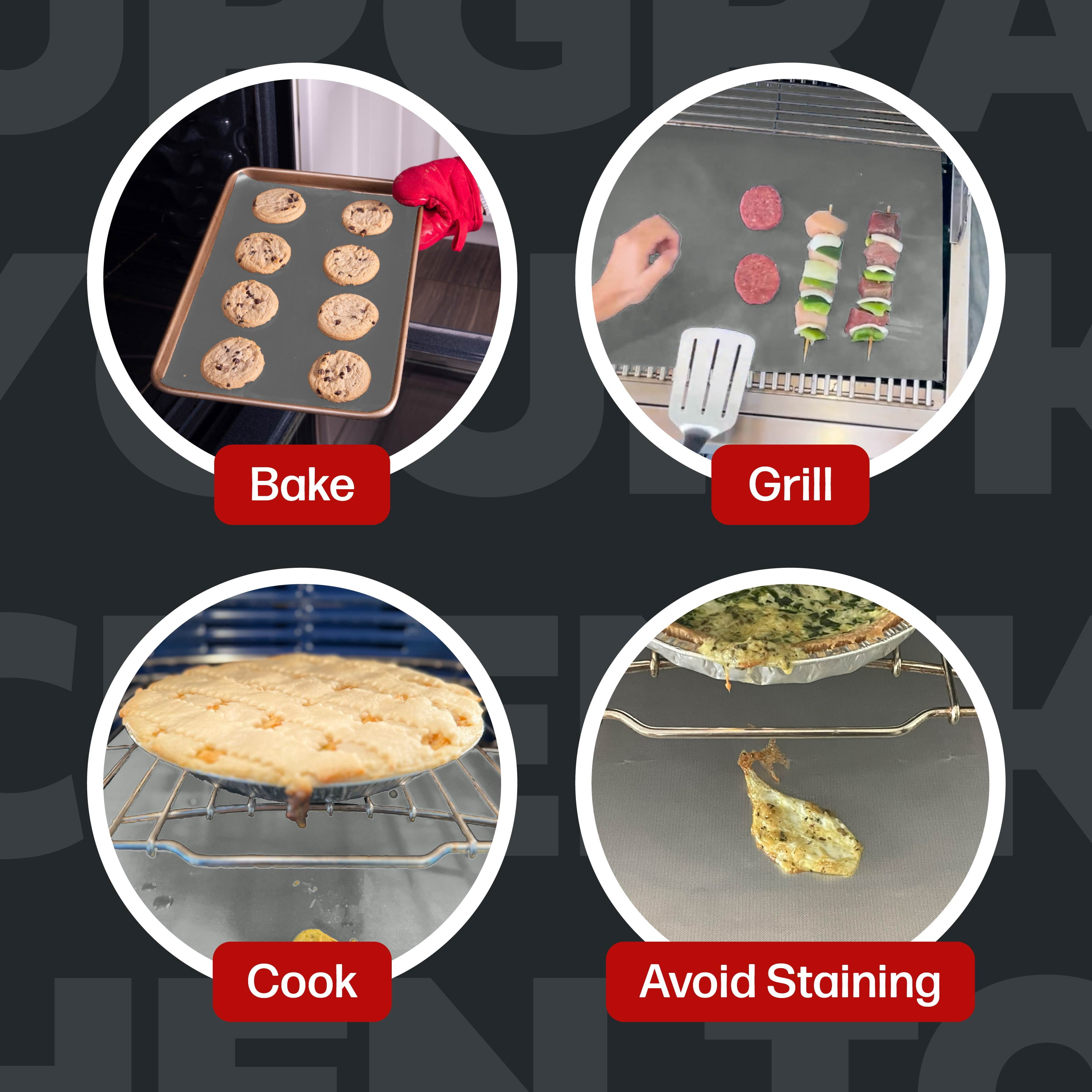 Cooks Innovations Non-Stick Oven Protector Mat - Heavy Duty Nonstick Oven Rack Liners to Protect Convection, Electric, Gas, & Microwave Ovens - BPA Free Heat Resistant Baking Mat