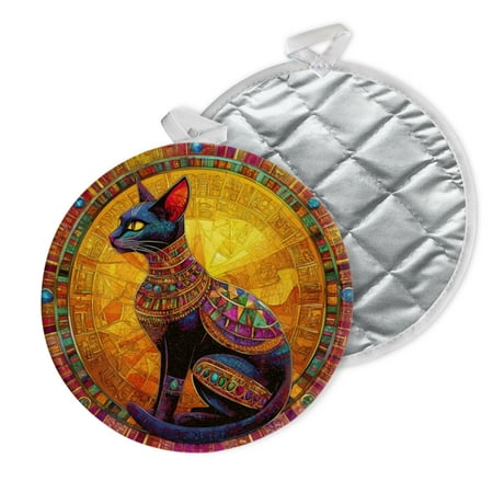 

2 PCS Pot Holders for Kitchen Potholders Sets with Hook for Oven Cooking Baking Egyptian Cat