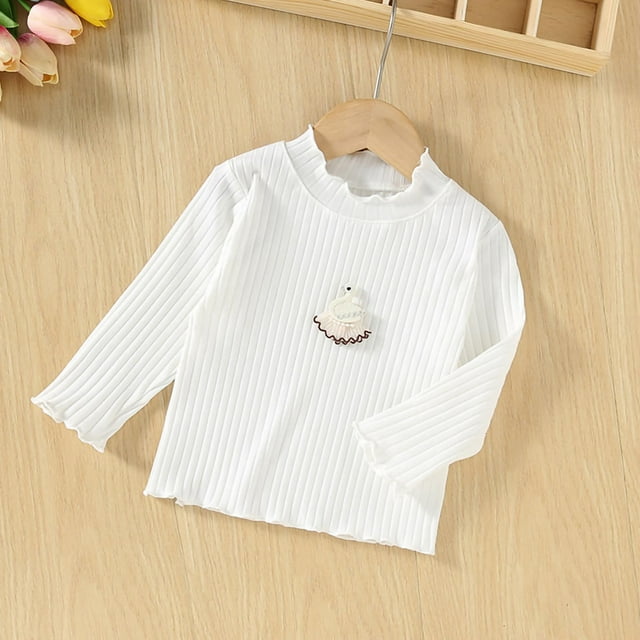 Cowsor Girls Soft Ribbed Peter Pan Collar Bow T-Shirt Sweet and Ribbed Knit Casua Cute Tops