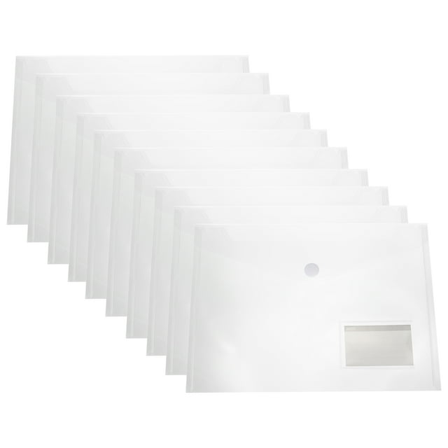 Unique Bargains Plastic Envelopes Folder, 15Pcs A4 Letter Size with Label Pocket File Bag Clear