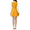 thumbnail image 3 of INSPIRE CHIC Contrast Color Dress for Women's Vintage Long Sleeve Tie Neck Dresses L Yellow, 3 of 6
