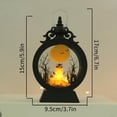thumbnail image 2 of Halloween Witch LED Lantern, Black Plastic, 6.7" Battery Operated Light with Spooky Silhouette, Hanging & Tabletop Decor for Halloween Party, 2 of 8