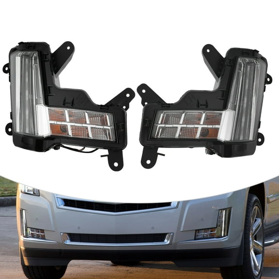 2015-2020 Cadillac Escalade LED Fog Light Set with Daytime Running Light and Clear Lens, Right & Left Fog Lights, Easy Install
