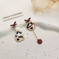 thumbnail image 2 of Pendientes de diseño propio con forma de taza de té y gatito, con forma de aguja de plata S925, largos y asimétricos con borlas H5655, 2 of 5