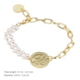 thumbnail image 4 of Pulsera de perlas con eslabones de cadena, pulsera asimétrica con dijes de cadena, joyería para mujer, 4 of 7