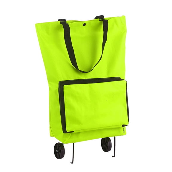 Collapsible Shopping Cart, Foldable Shopping Trolley Bag with Wheels, Reusable Grocery Bags Green