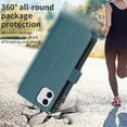 thumbnail image 6 of Zipper Wallet Case for iPhone 11, for Women & Men Flip Purse Cover with Credit Card Slots Wrist Hand Strap Kickstand, PU Leather Magnetic Clasp TPU Shockproof Phone Case, Green, 6 of 9