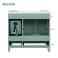 thumbnail image 6 of Modern Bathroom Vanity with Sink Combo, 3 Storage Drawers and 2 Doors, Bathroom Cabinet with Built-in Charging Station, Green, 6 of 7