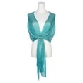 thumbnail image 3 of Chales y envolturas para mujeres Inspire Chic para vestidos de noche, brillante, chispeante y elegante con hebilla 74.8x17.7" (LxW) Verde Acuamarina (Plata), 3 of 6