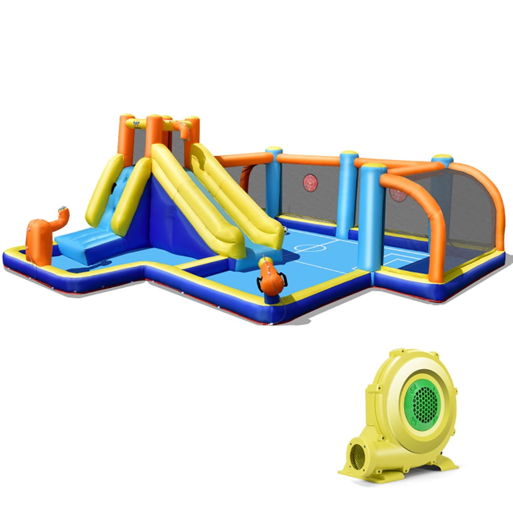 Aimee Lii Giant Soccer-Themed Inflatable Water Slide with 735W Blower, Kids Water Park Bounce House Aimee Lii Giant Soccer-Themed Inflatable Water Slide with 735W Blower, Kids Water Park Bounce House