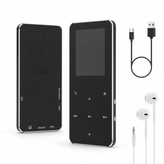 Portable MP3 Player, with Bluetooth 5.0, 32GB Music Player with Built-in HD Loudspeaker, HiFi Lossless Sound, E-Book Reader, Earphone include, Voice Recorder