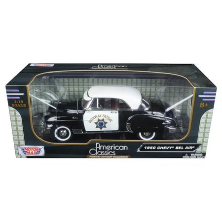 18 Highway 61 Diecast Model - 1950 Chevrolet Bel Air California Highway Patrol (CHP) 1/18 Diecast Model Car by Motormax