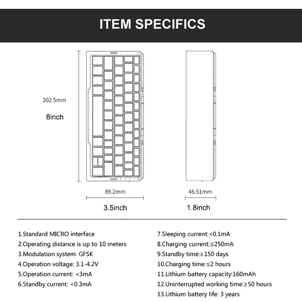 Foldable Portable Bluetooth Mini Keyboard with Magnetic Stand for Phone Tablet Business Travel
