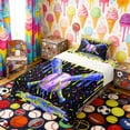 thumbnail image 3 of Erosebridal Purple Green Drippy Baseball Bat Print Twin Sheet Sets, Bold Sports Bedding for Kids Boys and Girls, 1 Flat Sheet, 1 Fitted Sheet and 1 Pillowcase, 3 of 6