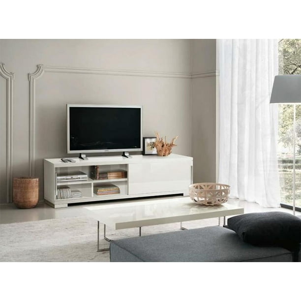 Contemporary High Gloss White Lacquer TV Stand Made in ...