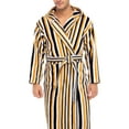 thumbnail image 4 of Men’s Luxury Terry Cotton Hooded Bathrobe Spa Robe Bath Robes Stripes Mustard XL, 4 of 8