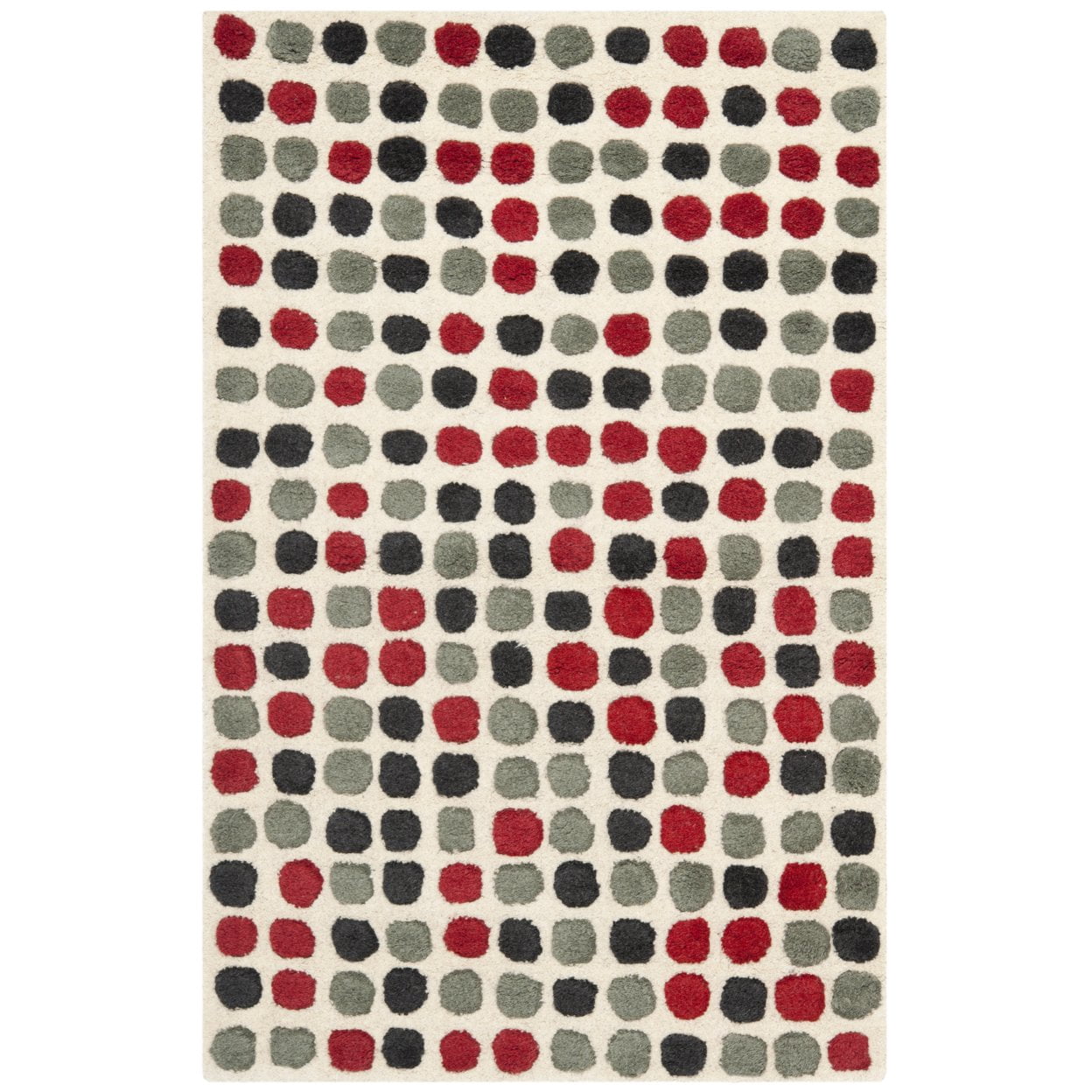 SAFAVIEH Soho Ryan Geometric Dotted Wool Area Rug, Ivory/Multi, 2'6" x 4'