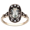 thumbnail image 1 of 10k Yellow Gold Vintage Style Genuine Oval Green Amethyst and Cultured-Pearl Ring, 1 of 5