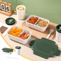 Adult Bento Box Singles Layer Microwaveable Plastic Sealed Lunch Box with Lid Leak Proof Compartment Lunch Box with Cutlery Set Lunch Box Soup Cup Spoon