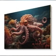 thumbnail image 2 of Designart "Coral Octopus peaceful Submersion I" Animals Print on Natural Pine Wood, 2 of 5