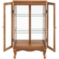 thumbnail image 6 of Elegant Vintage Wooden Display Cabinet with Glass Shelves and Doors, 3-Tier Illuminated Curio Storage Cabinet for Living Room, Oak, 6 of 9