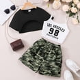 thumbnail image 5 of Tiijoy Big Girls Outfits Short Sleeve Crop Top Camisole Camo Cargo Shorts 3Pcs Set, Sizes 9-10, 5 of 8