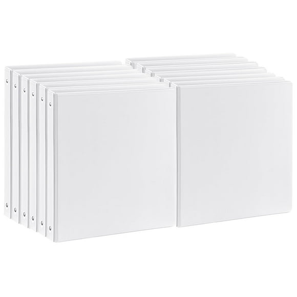 Carpeta de 3 anillas SUQJOY de 1 pulgada con 2 bolsillos interiores, paquete de 12