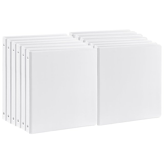 Carpeta de 3 anillas SUQJOY de 1 pulgada con 2 bolsillos interiores, paquete de 12