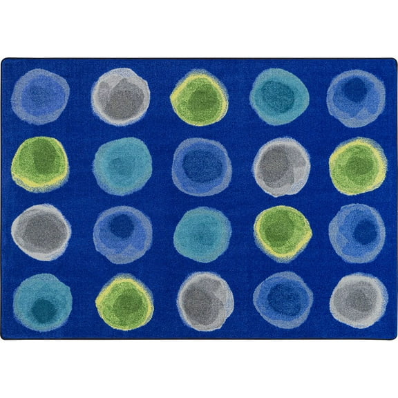 Joy Carpets Kid Essentials Watercolor Spots 5'4" x 7'8" Indoor Area Rug in Color Marine