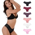 thumbnail image 1 of Women's Lace Underwear Low-Waist Sexy Breathable Hipster Panties Stretch Bikini Thongs Briefs GB15 Black M, 1 of 1