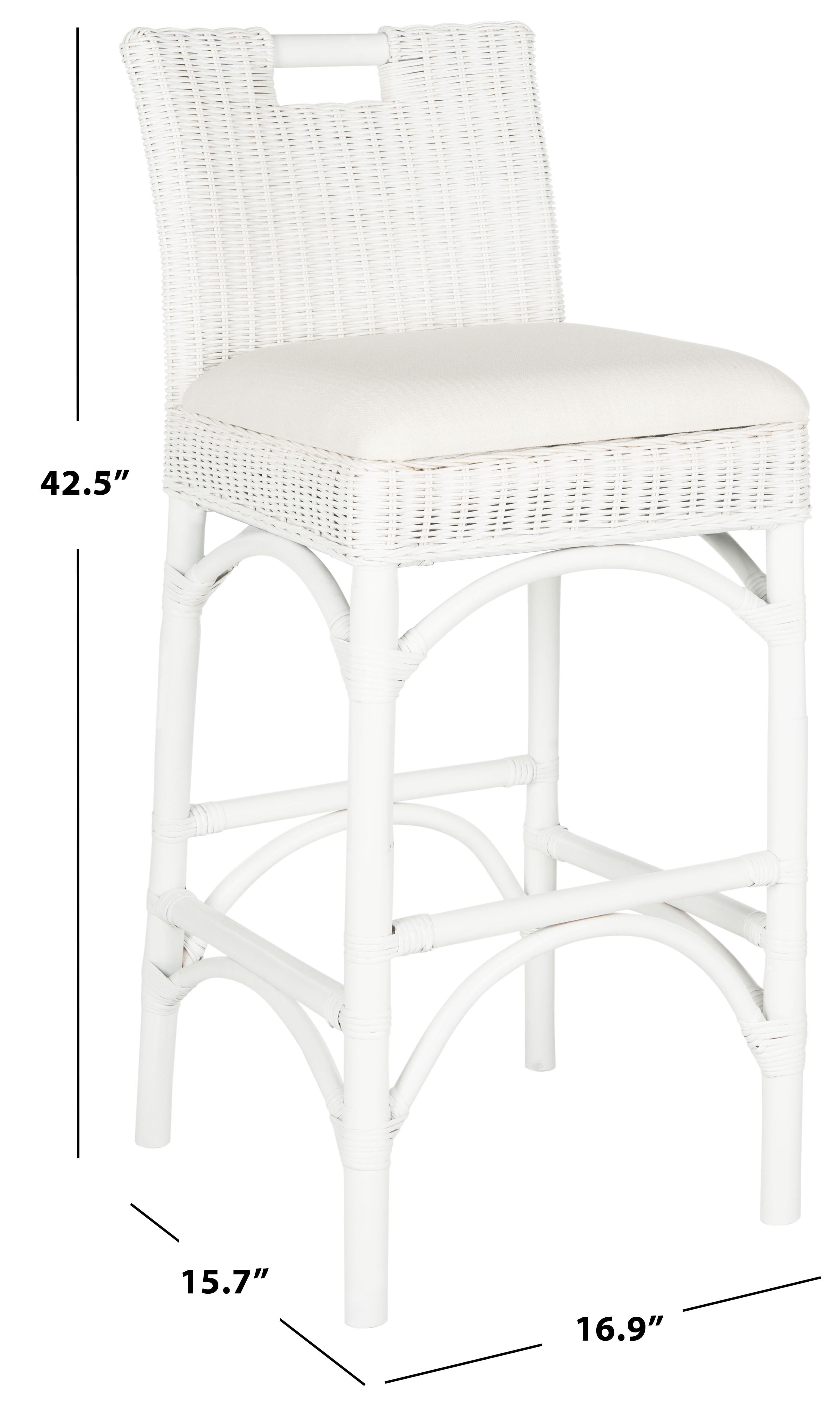 SAFAVIEH Fremont Square Mid Back Bar Stool, White