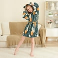 thumbnail image 3 of FORMRS Niños Bathrobe Unisex Hooded Robe Soft Plush Pajamas Sleepwear, Size 10-12T, Floral Oranges, 3 of 7