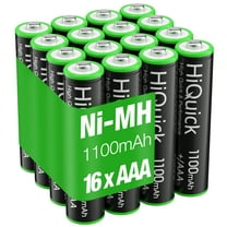 Hiquick AAA battery Ni-MH 1100mAh Rechargeable Batteries, 1,200 cycle batteries, low self-discharge, 16 Count