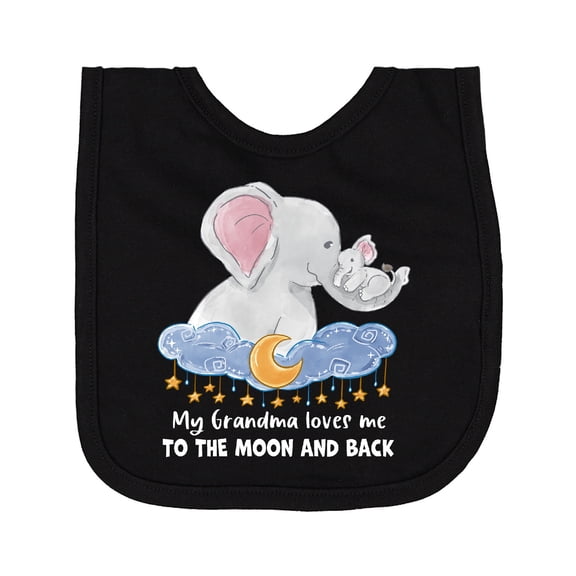 Inktastic My Grandma Loves Me to the Moon and Back Elephant Family Newborn Bib