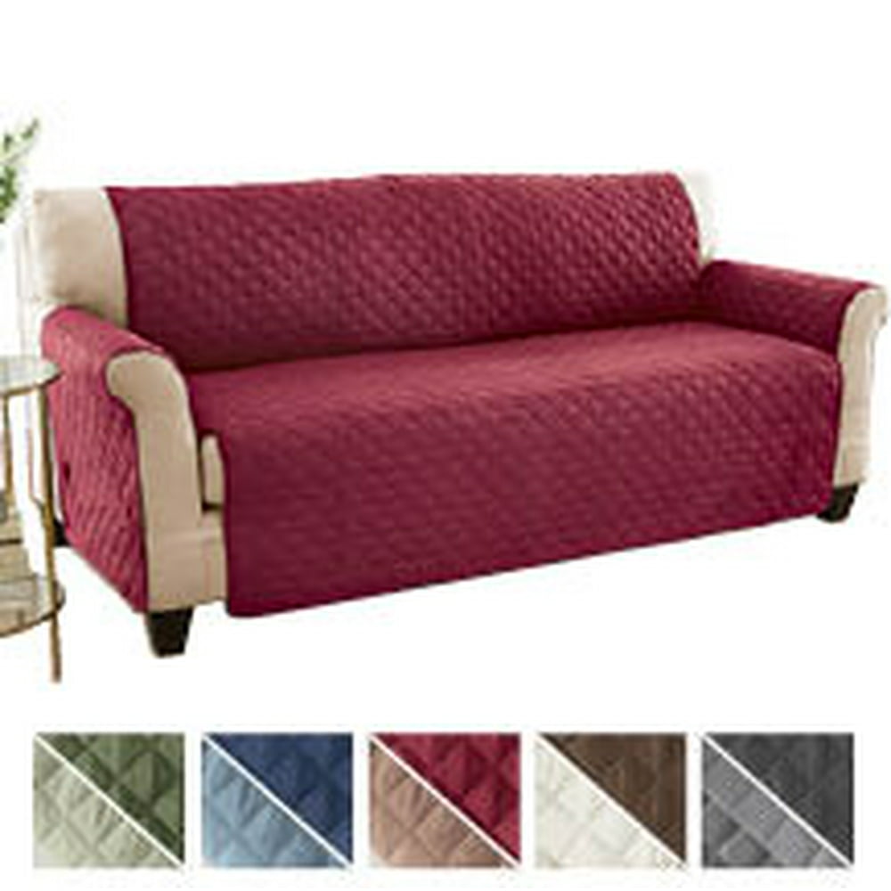Collections Etc Reversible Quilted Sofa Cover, SpillResistant with